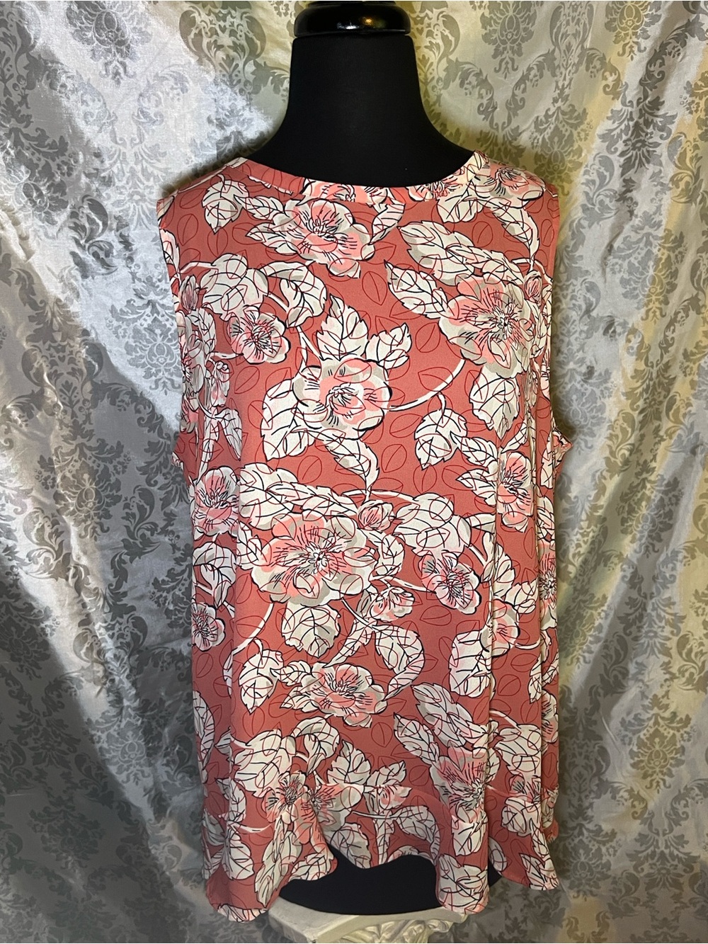 Loft Floral Sleeveless Blouse - Coral Pink